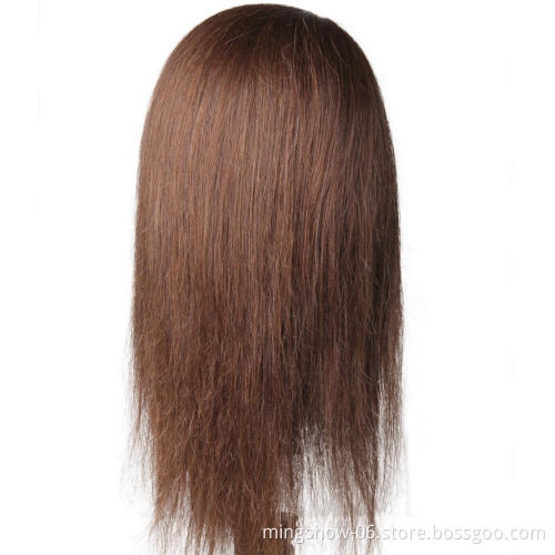 18" Brown hair training mannequin head with human hair for training